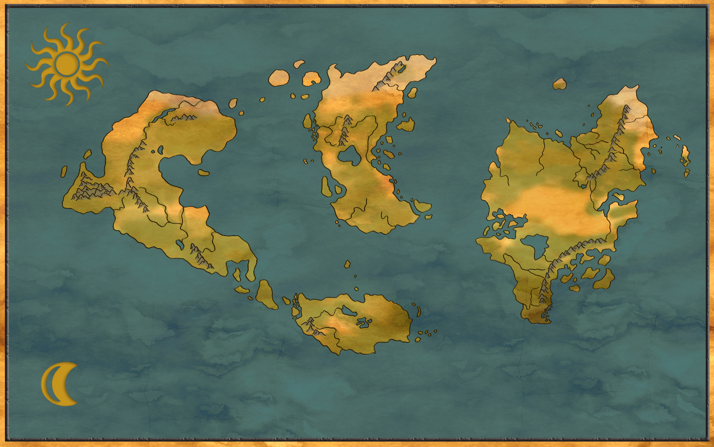 Karta över fantasyvärlden Yddrios